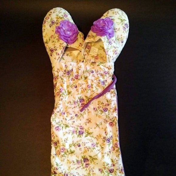 NEW Floral Thong Slippers, Purple Rosettes, Large with BONUS! - Picture 6 of 7